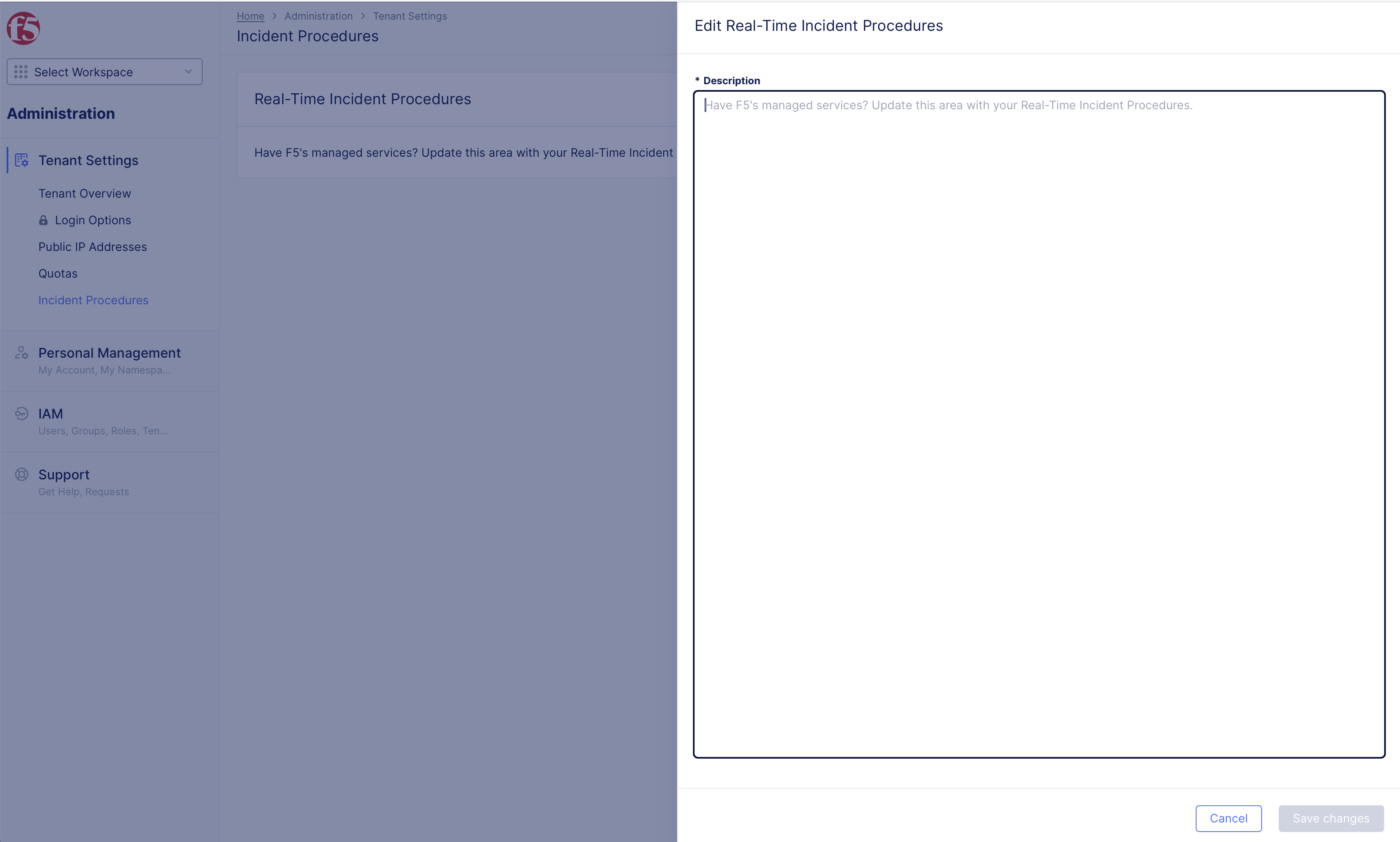 Figure: Edit Real-Time Incident Procedures